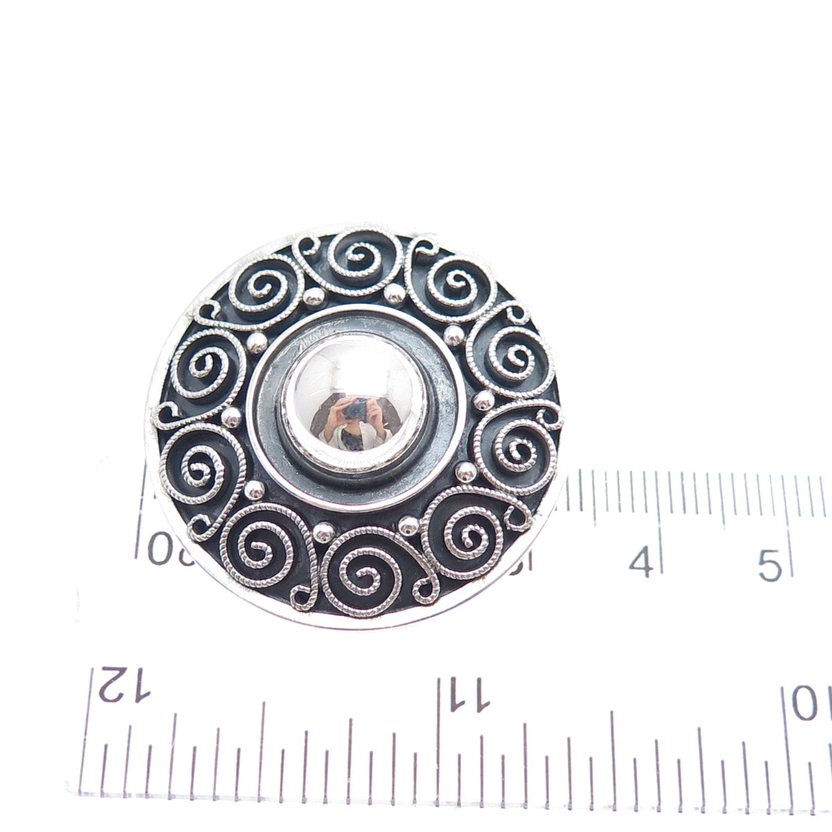 GUSTAV HAUBER 835 Silver Vintage Germany Spiral Oxidized Pin Brooch