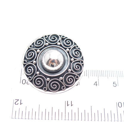 GUSTAV HAUBER 835 Silver Vintage Germany Spiral Oxidized Pin Brooch