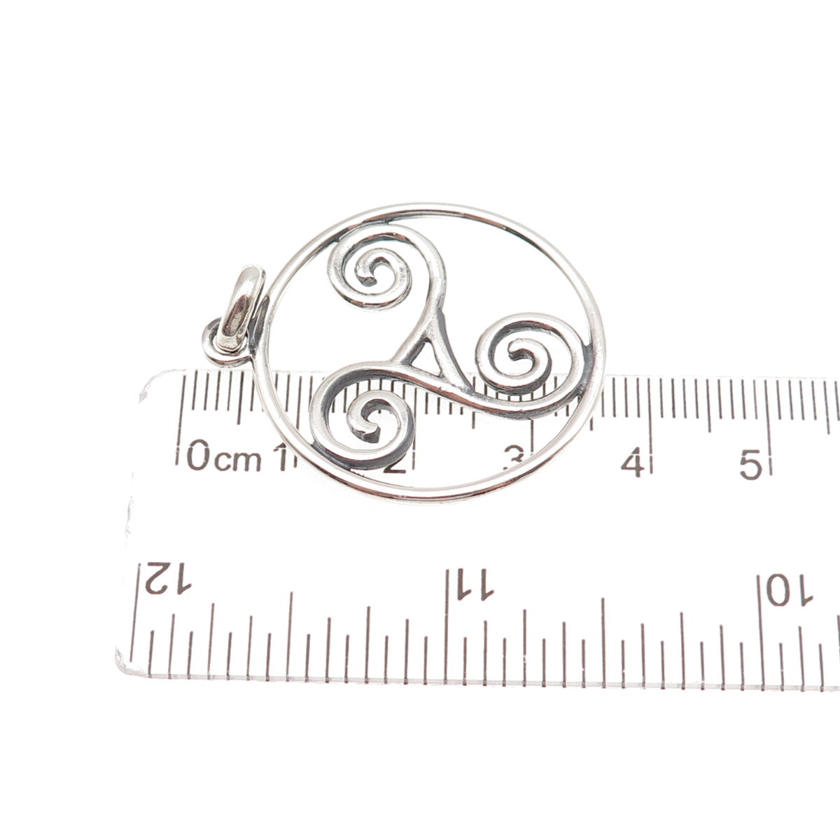 925 Sterling Silver Vintage Celtic Triskelion Oxidized Charm Pendant