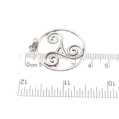 925 Sterling Silver Vintage Celtic Triskelion Oxidized Charm Pendant