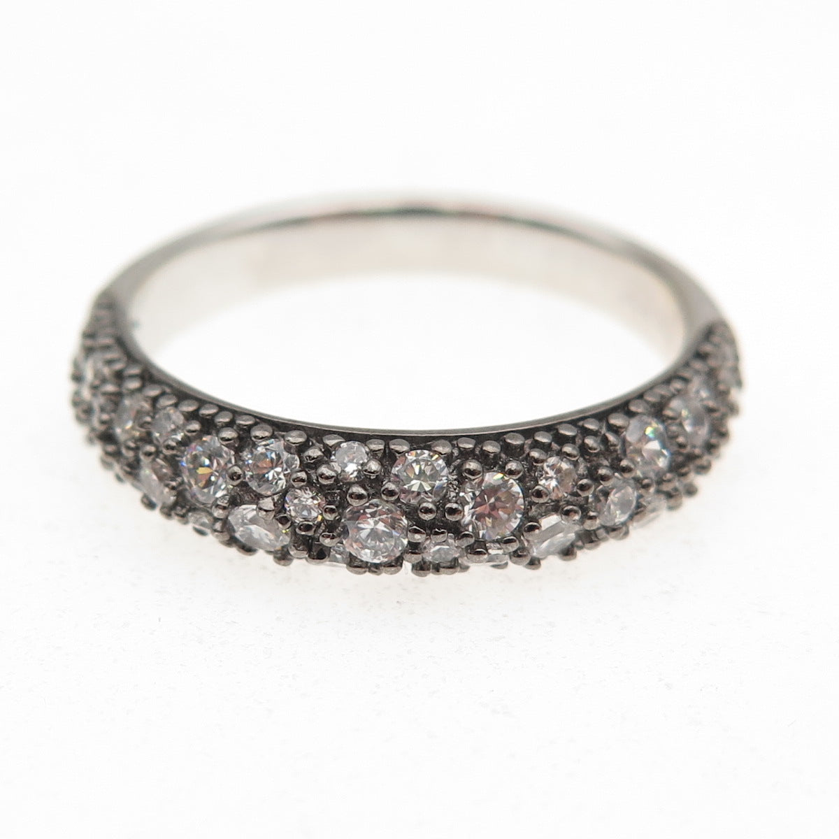 925 Sterling Silver Round-Cut C Z Half Eternity Band Ring Size 9.25