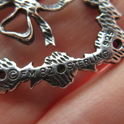 FRANKLIN MINT Sterling Vintage 1982 Diamond Sapphire Emerald Ruby Heart Pendant