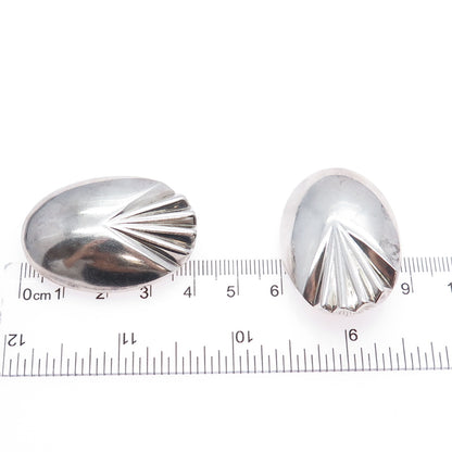 KRYPELL 925 Sterling Silver Vintage Modernist Seashell Clip On Earrings