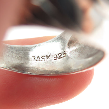 BASK 925 Sterling Silver Vintage Real Lapis Lazuli Wheat Braided Ring Size 10