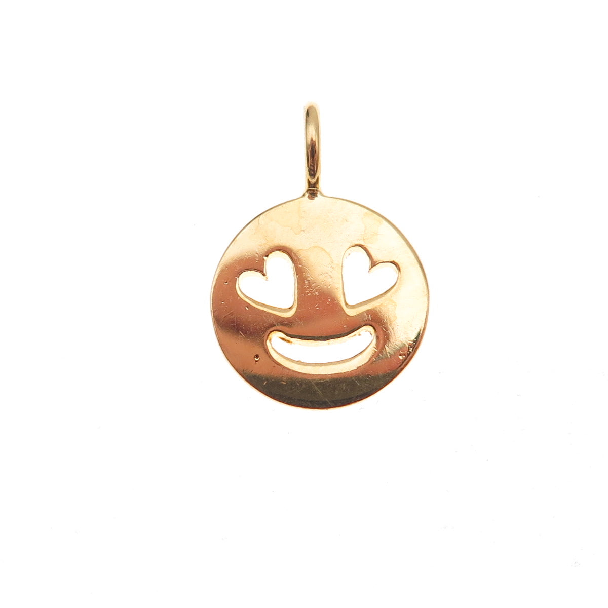 925 Sterling Silver Gold Plated In Love Face Emoji Charm Pendant