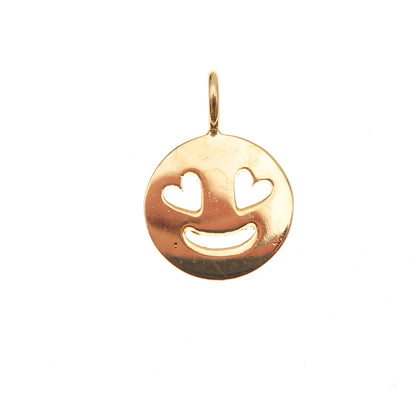 925 Sterling Silver Gold Plated In Love Face Emoji Charm Pendant
