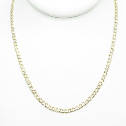P. LUX 925 Sterling Silver 2-Tone Italy Diamond-Cut Curb Chain Necklace 16"