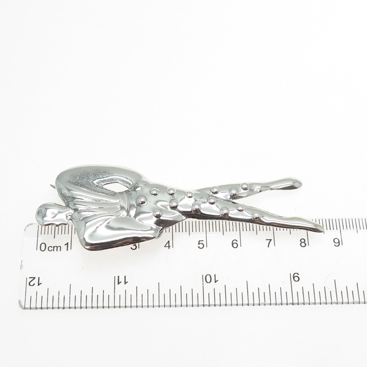 925 Sterling Silver Vintage Mexico Modernist Model Woman Pin Brooch