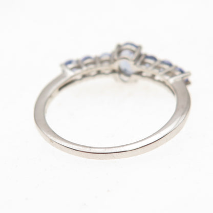 Chuck Clemency Sterling Silver Real Oval & Round-Cut Tanzanite Ring Size 8.25