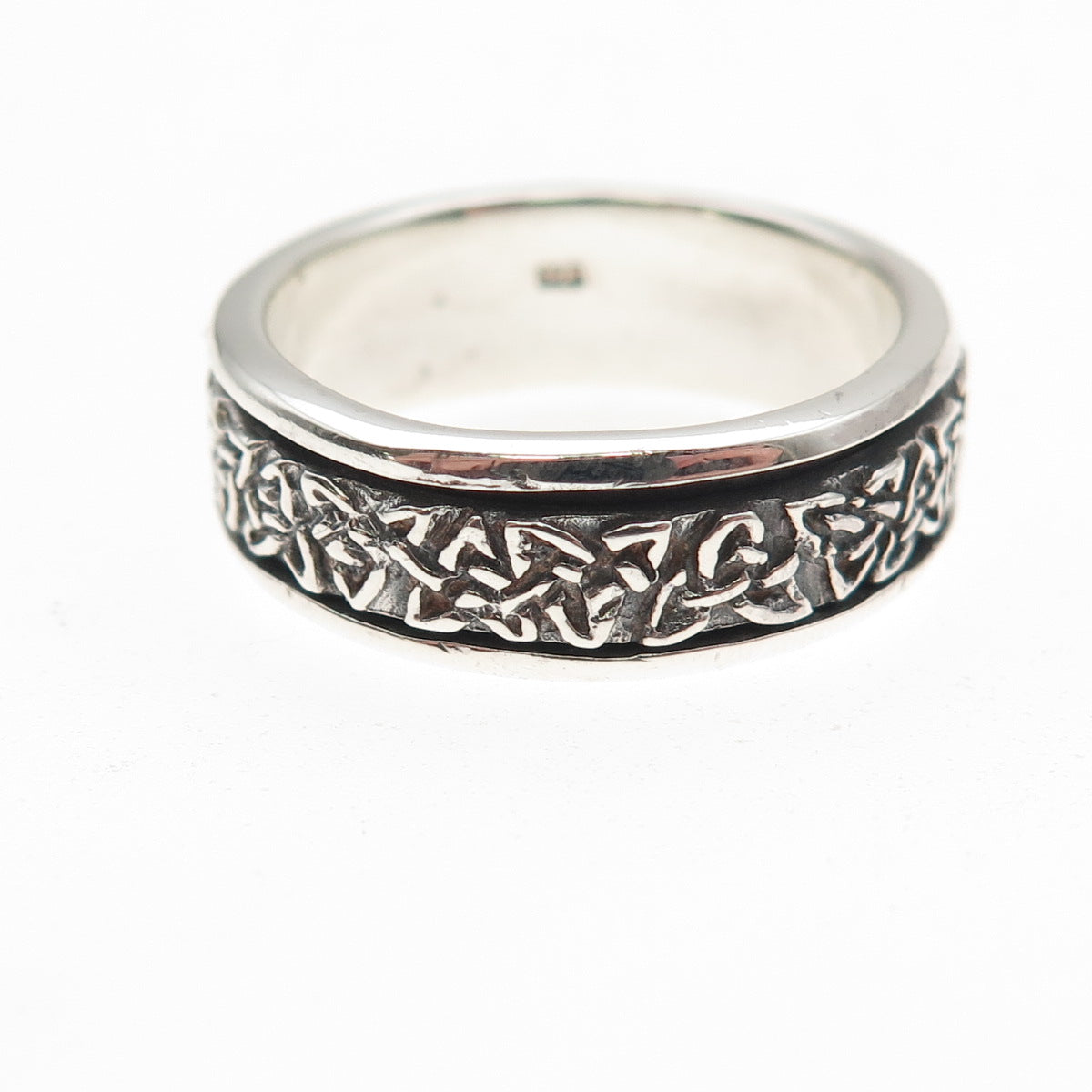 925 Sterling Silver Vintage Celtic Trinity Rotating Band Ring Size 9