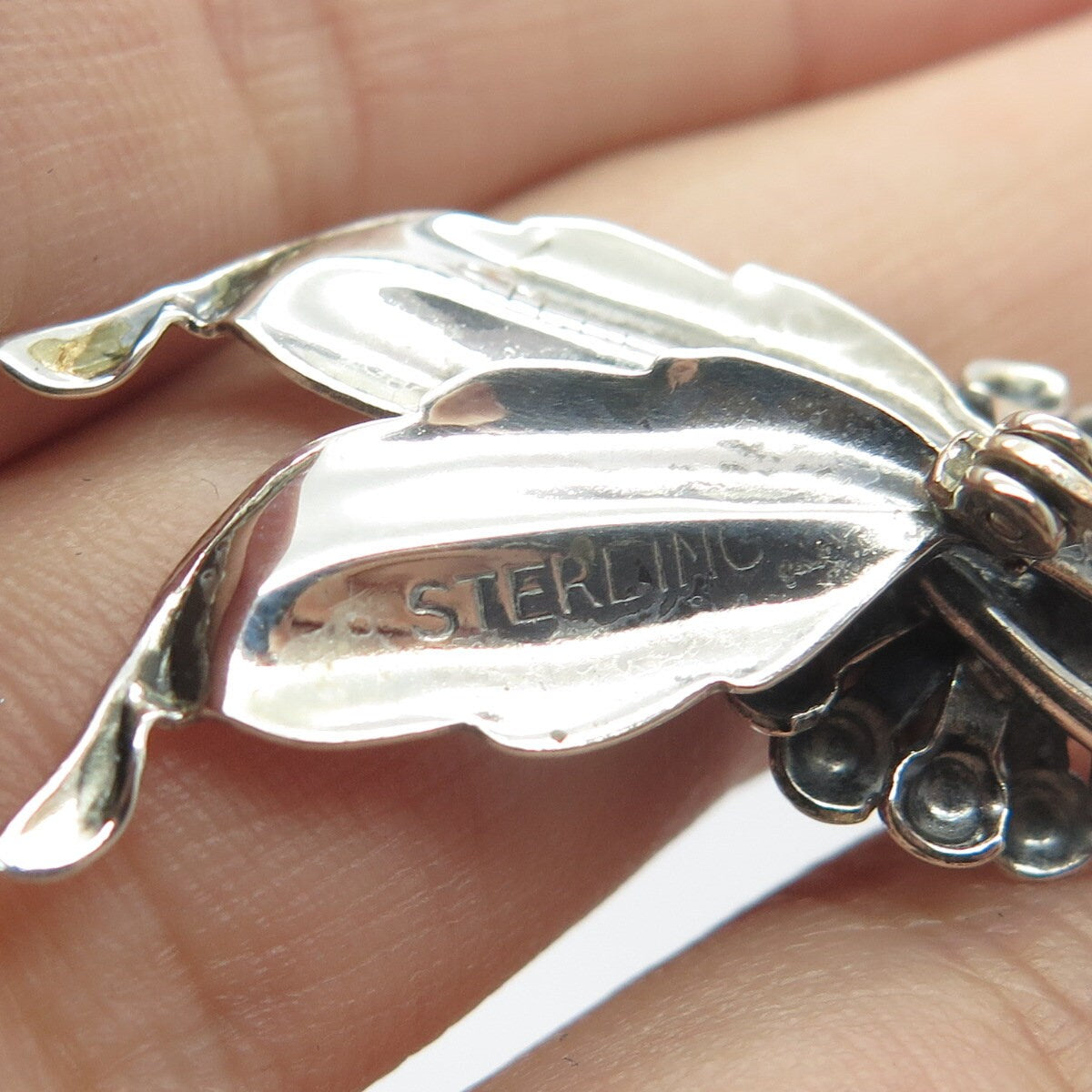 925 Sterling Silver Vintage Floral Leaf Pin Brooch