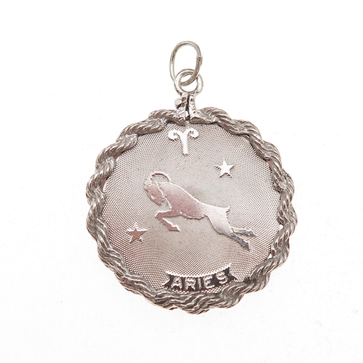 Crown 925 Sterling Silver Vintage Aries Zodiac Sign Charm Pendant