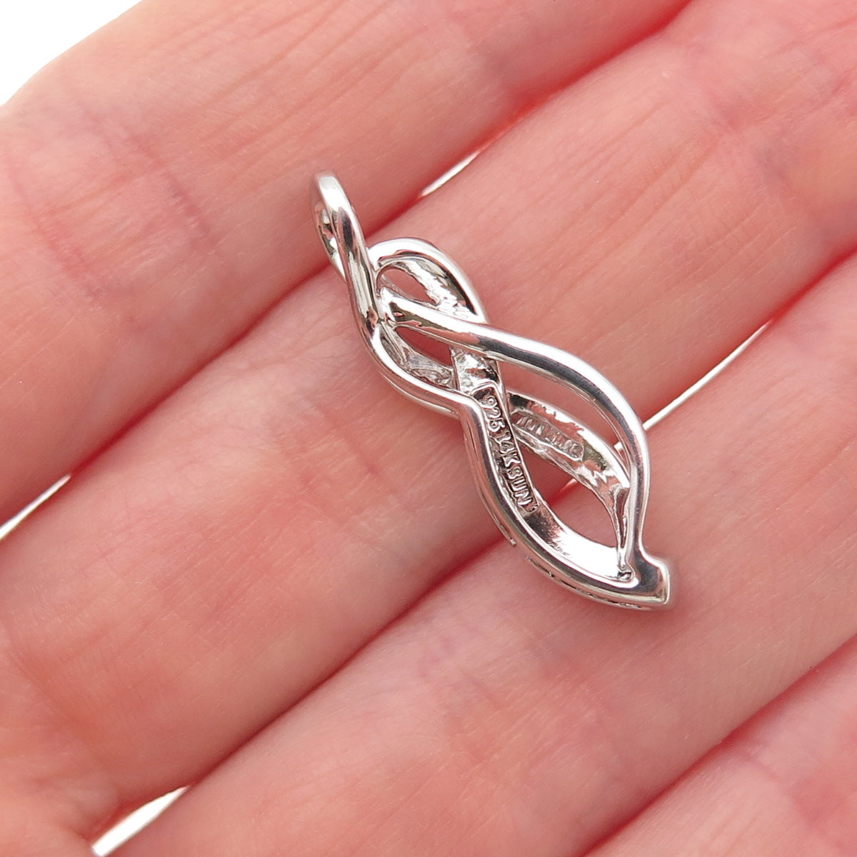 Sun 925 Sterling Silver 14K Gold Real Diamond Infinity Charm Pendant