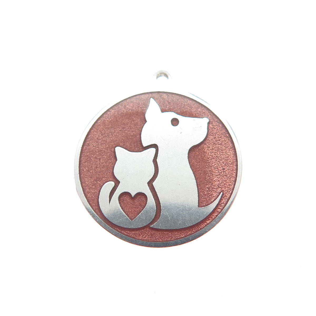 925 Sterling Silver Enamel Dog & Cat Friendship Minimalist Charm Pendant