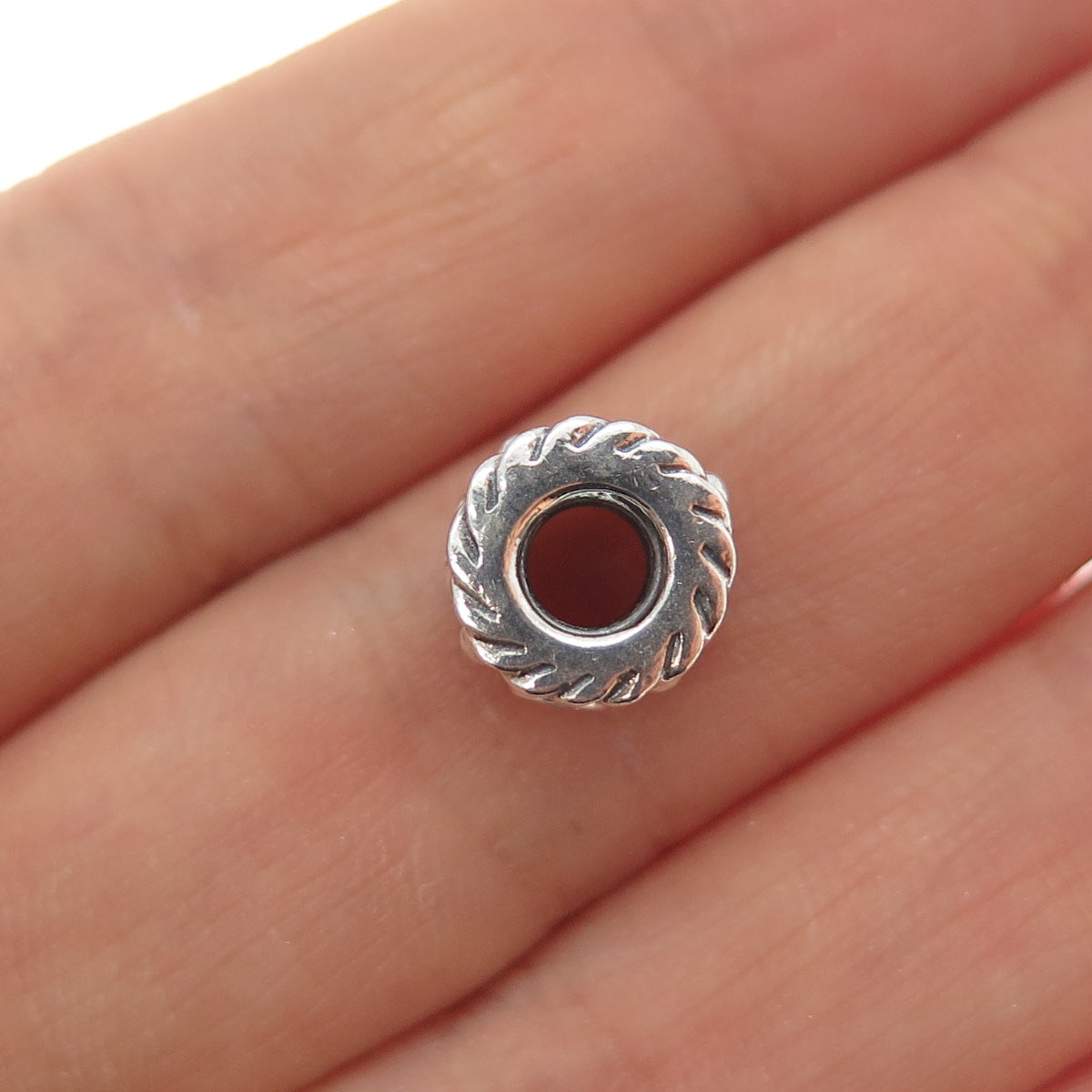 PANDORA 925 Sterling Silver Round-Cut C Z Oxy Crown Slide Bead Charm