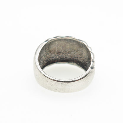925 Sterling Silver Vintage Modernist Ribbed Oxidized Ring Size 7.25