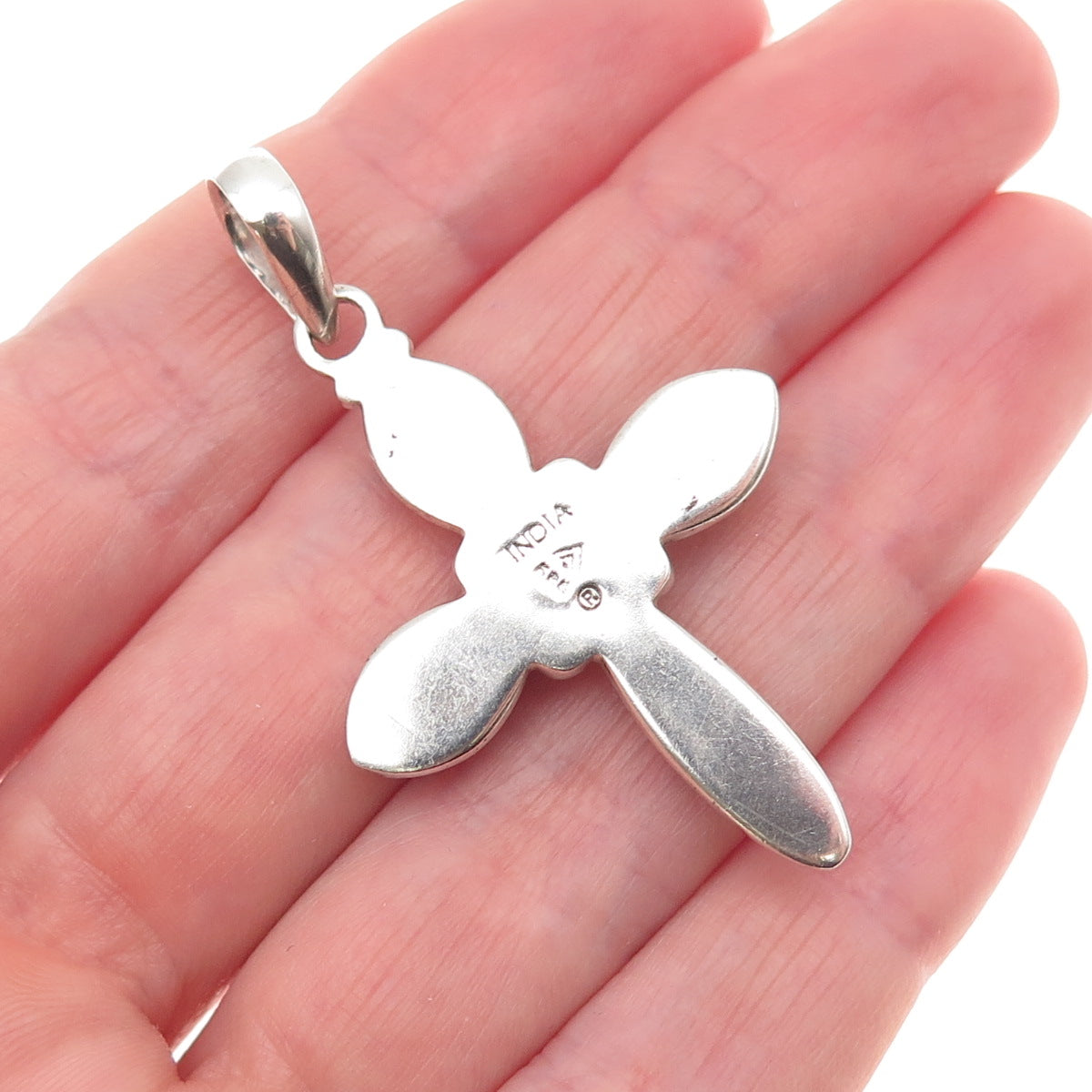Silpada 925 Sterling Silver Vintage Real Pearl Beaded Cross Charm Pendant