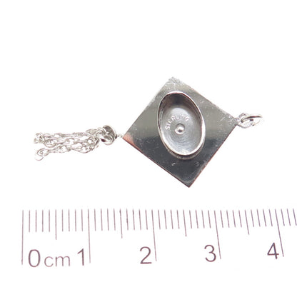 925 Sterling Silver Vintage Graduation Academic Cap 3D Charm Pendant