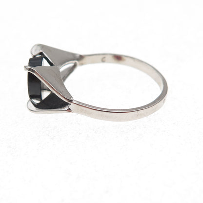 Bar-Tan 925 Sterling Silver Antique Art Deco Real Black Onyx Ring Size 5.75