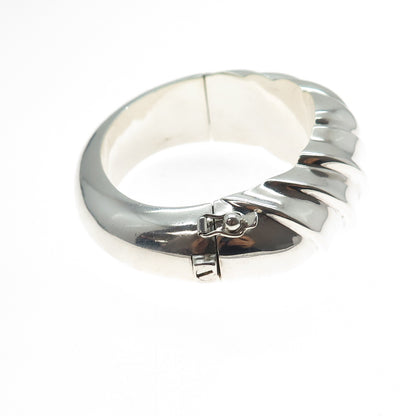 BAYANIHAN 925 Sterling Silver Vintage Modernist Puffy Bangle Bracelet 6.5"