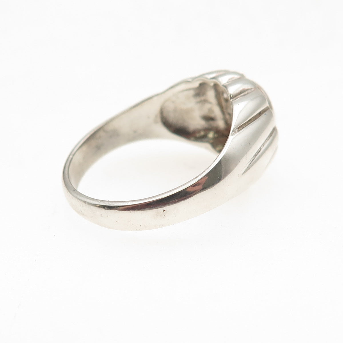 925 Sterling Silver Vintage Lab-Created Ruby & C Z Oxidized Ring Size 10