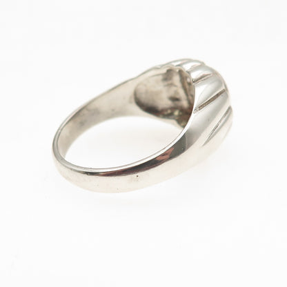 925 Sterling Silver Vintage Lab-Created Ruby & C Z Oxidized Ring Size 10