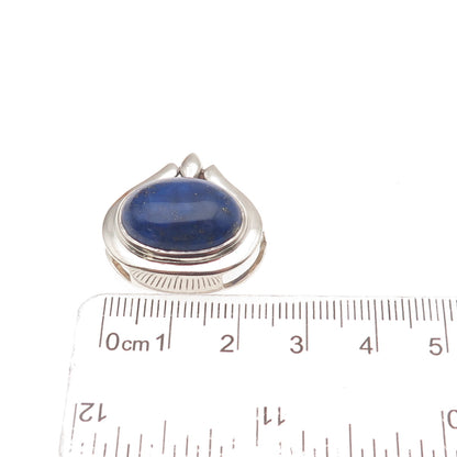 925 Sterling Silver Vintage Real Lapis Lazuli Modernist Slide Charm Pendant