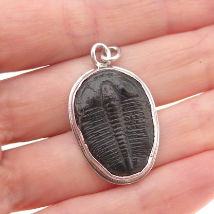 Ray Van Cleve Sterling Silver Vintage Trilobite Fossil Oxidized Charm Pendant
