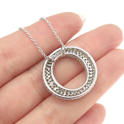 925 Sterling Silver Italy Round-Cut C Z Letter "O" Cable Chain Necklace 16-18"