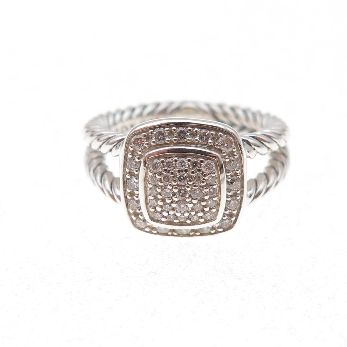 David Yurman 925 Sterling Silver Real Diamond Petite Albion Ring Size 6