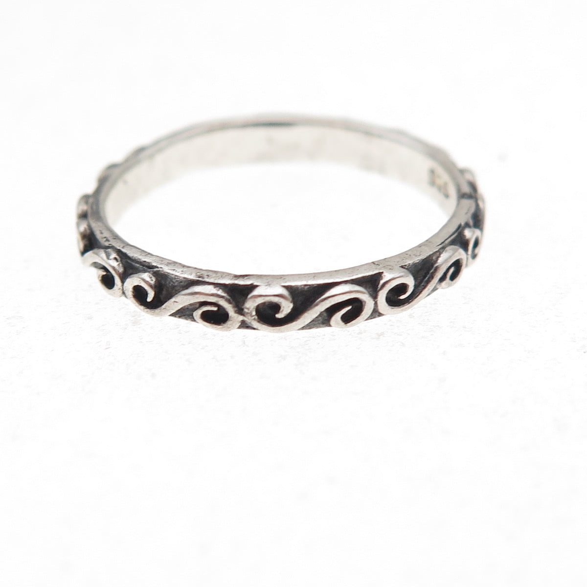 925 Sterling Silver Vintage Spiral Oxidized Band Ring Size 5.5