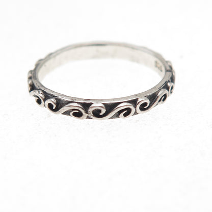 925 Sterling Silver Vintage Spiral Oxidized Band Ring Size 5.5