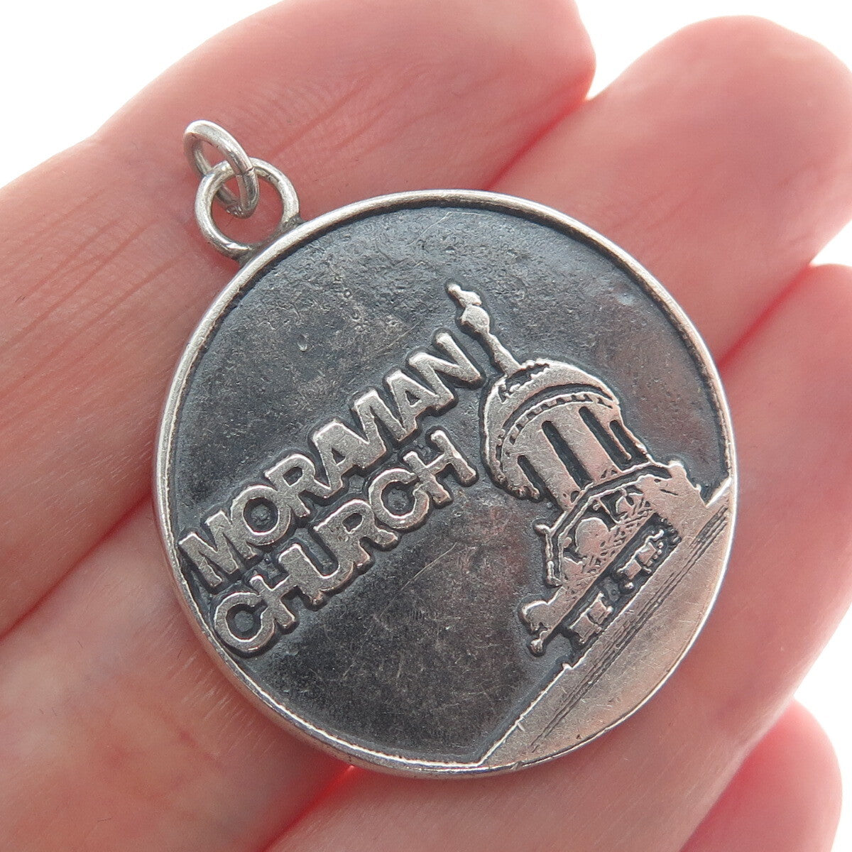 925 Sterling Silver Vintage Moravian Church Charm Pendant