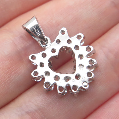 925 Sterling Silver Round-Cut C Z Heart Minimalist Charm Pendant
