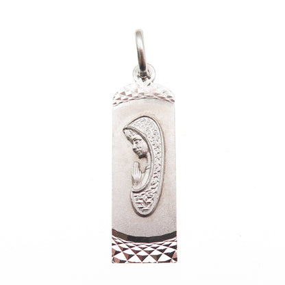 800 Silver Vintage Diamond-Cut St. Mary Religious Charm Pendant