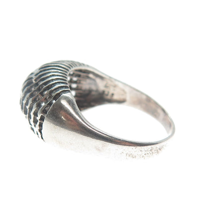925 Sterling Silver Vintage UTC Cage Domed Oxidized Ring Size 8