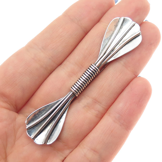 835 Silver Vintage European Modernist Floral Bow Oxidized Pin Brooch