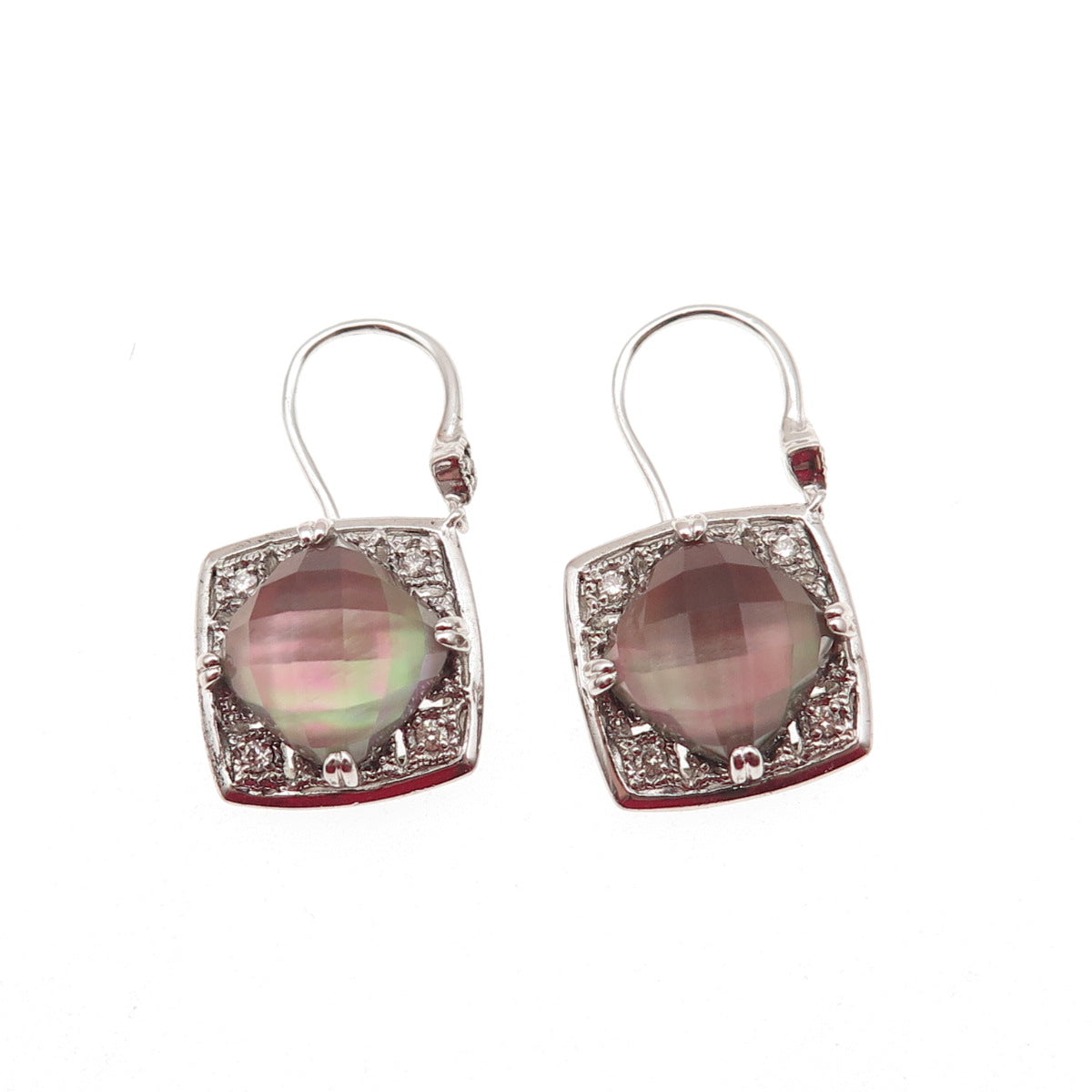 Gabriel & Co. 925 Sterling Silver Real Diamond & Abalone Shell Dangle Earrings