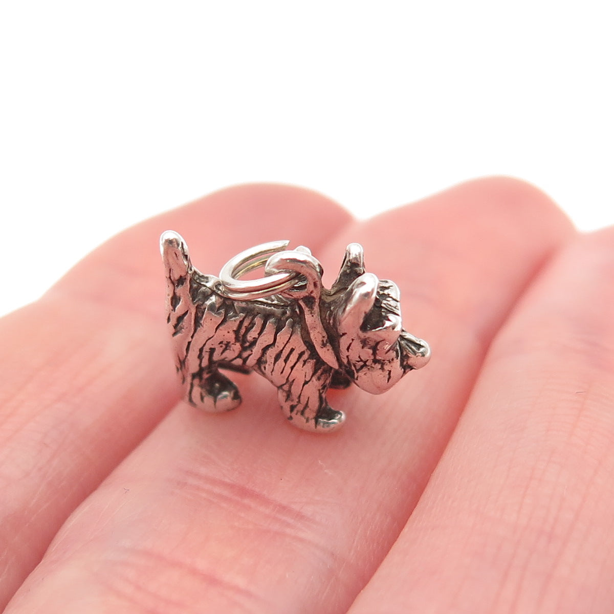 925 Sterling Silver Vintage Scottish Terrier Dog 3D Mini Charm Pendant