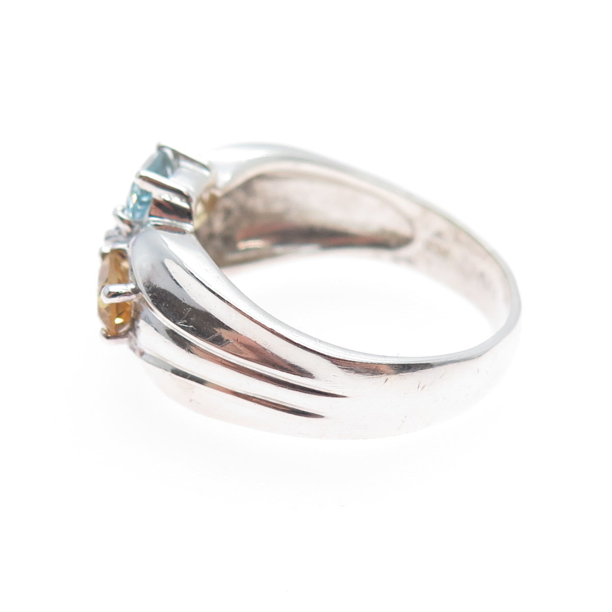 PRANDA 925 Sterling Silver Vintage Topaz Citrine Amethyst Peridot Ring Size 9.75