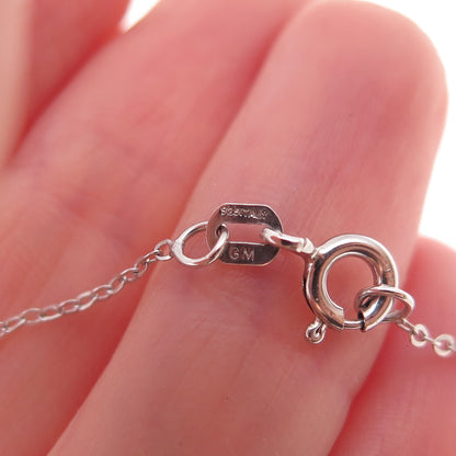 925 Sterling Silver Real Ruby & MOP Floral Cable Chain Necklace 18"