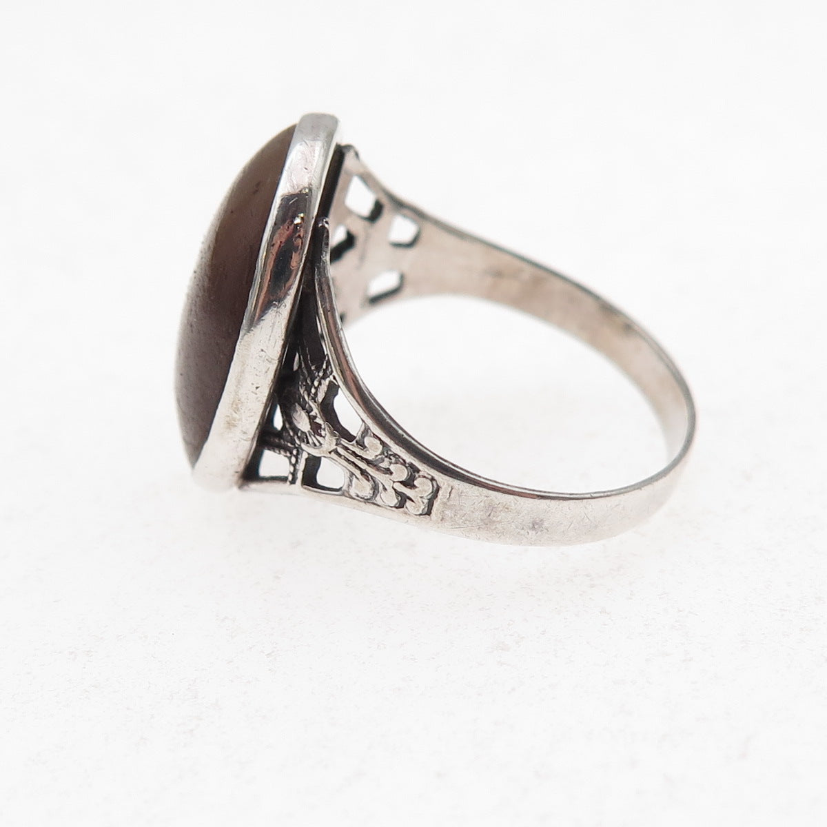925 Sterling Silver Antique Art Deco Real Jasper Oxidized Ring Size 8.25
