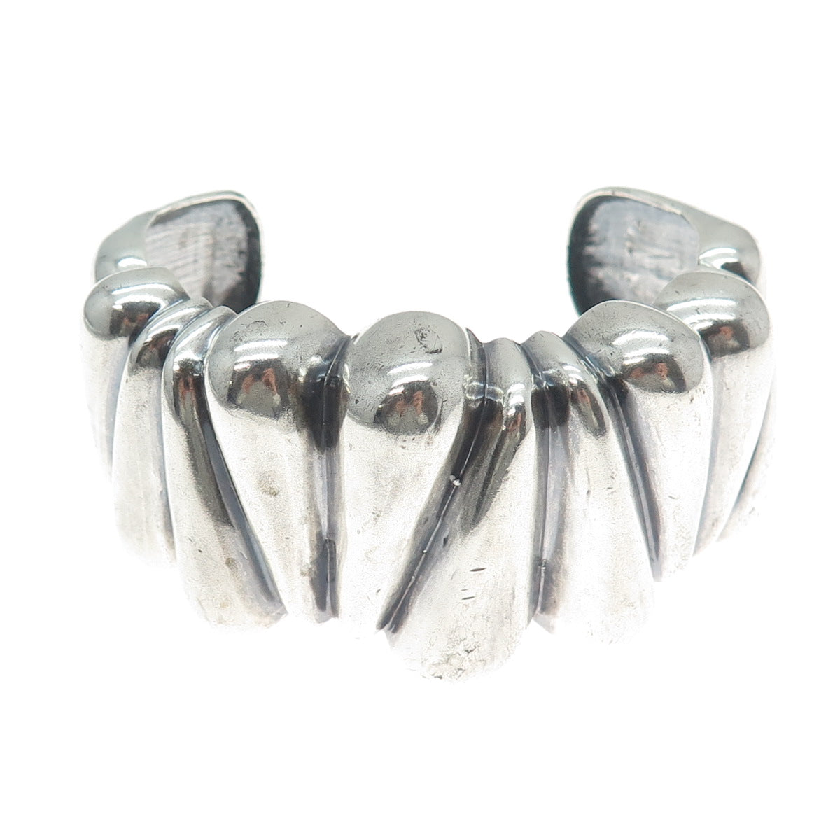 925 Sterling Silver Vintage Modernist Adjustable Oxidized Cuff Bracelet 7.25"