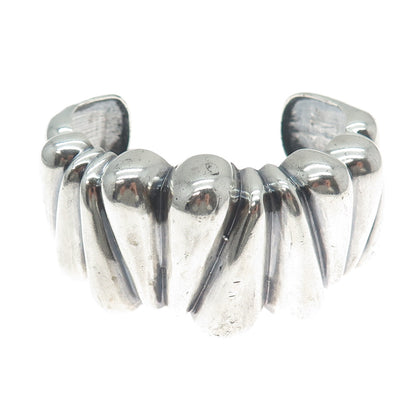 925 Sterling Silver Vintage Modernist Adjustable Oxidized Cuff Bracelet 7.25"