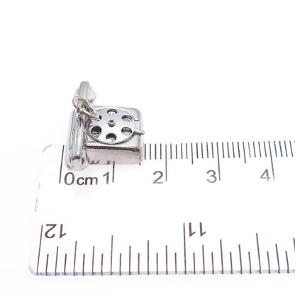 WELLS 925 Sterling Vintage I Love You Retro Rotary Phone Movable Mini 3D Pendant