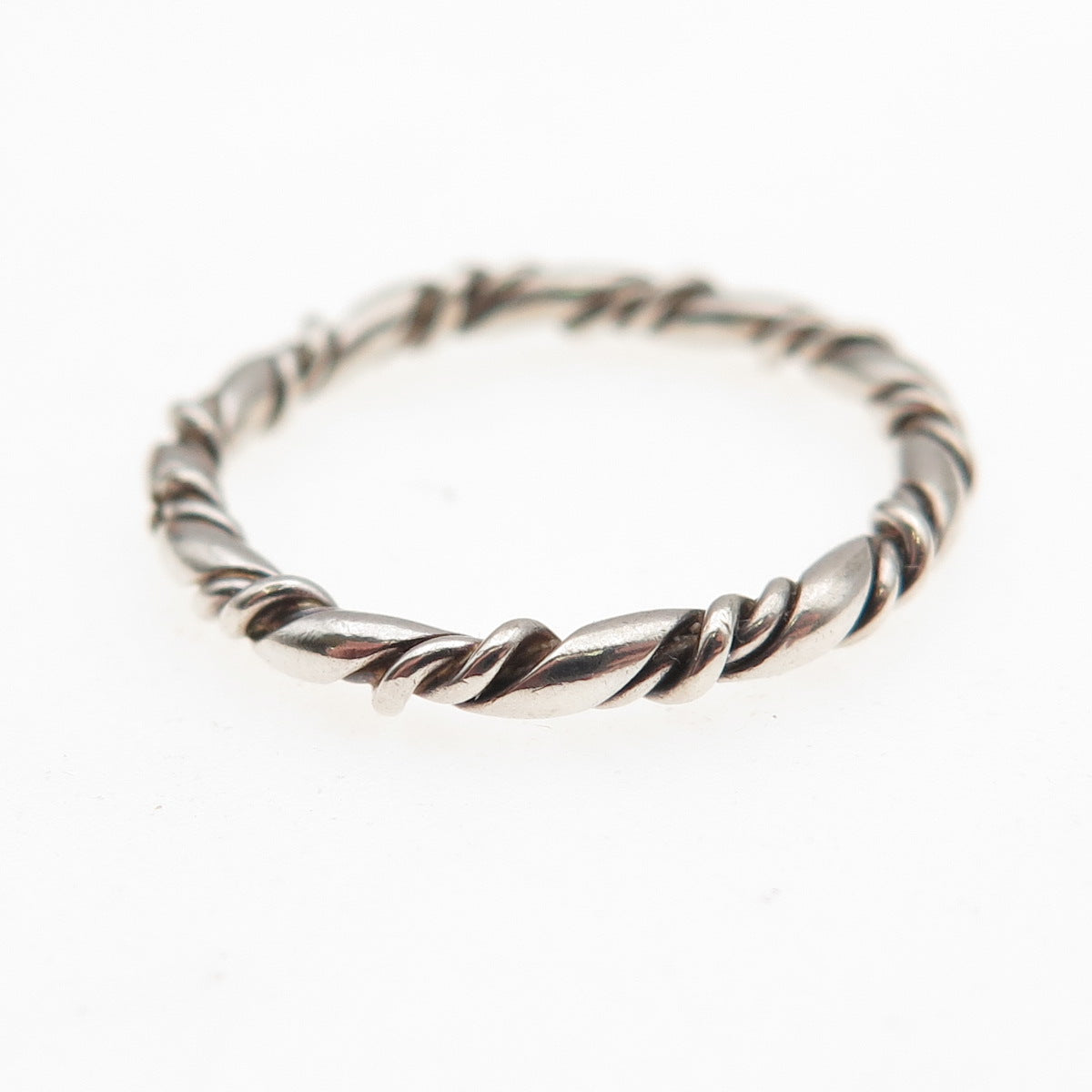925 Sterling Silver Vintage Twisted Stackable Oxidized Band Ring Size 6.75