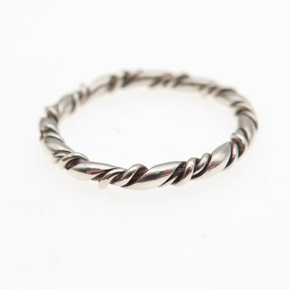 925 Sterling Silver Vintage Twisted Stackable Oxidized Band Ring Size 6.75