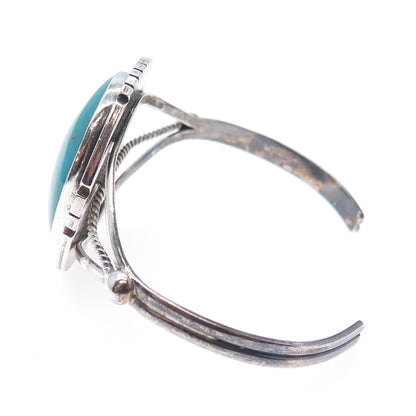 Old Pawn Sterling Silver Vintage Tyrone Turquoise Adjustable Cuff Bracelet 6.75"