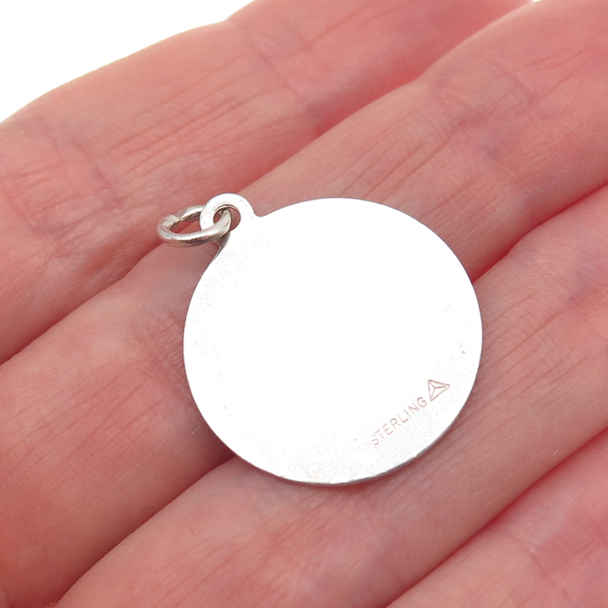 925 Sterling Silver Vintage Engraved Mother Round Tag Charm Pendant