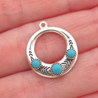 Old Pawn Sterling Silver Vintage Southwestern Turquoise Snake Eye Charm Pendant